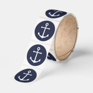 Nautical Navy Blue Anchor Classic Round Sticker