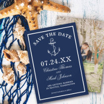 Nautical Navy Blue Anchor Classic Save the Date Invitation