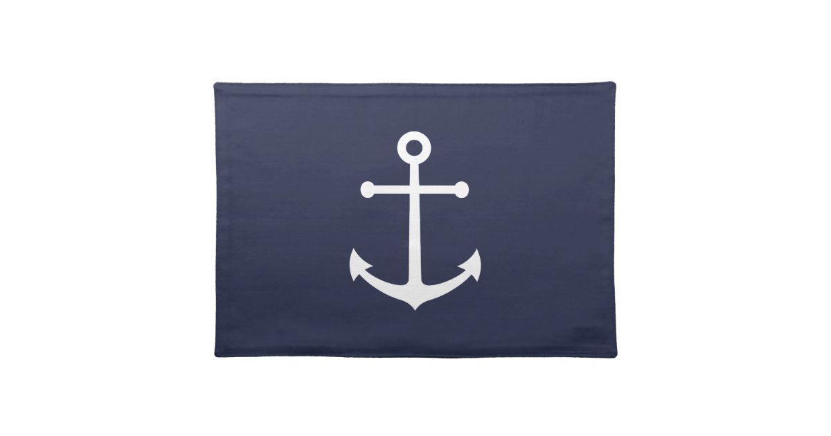 Nautical Navy Blue Anchor Cloth Placemat Zazzle