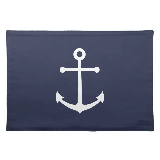 Nautical Navy Blue Anchor Cloth Placemat Zazzle