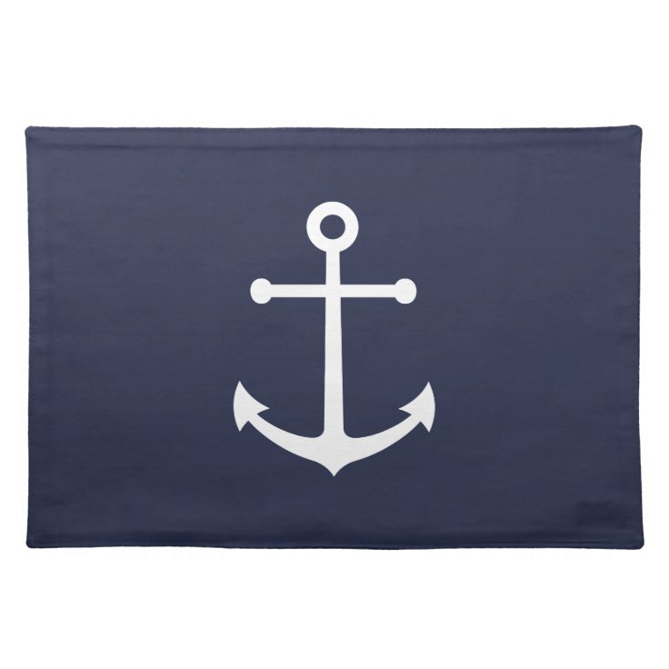 Nautical Navy Blue Anchor Cloth Placemat Zazzle