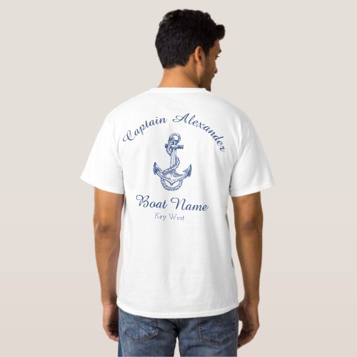 Nautical Navy Blue Anchor Coastal Monogrammed  T_S T_Shirt