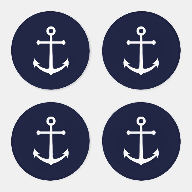 Nautical Navy Blue Anchor Coaster Set (Set)
