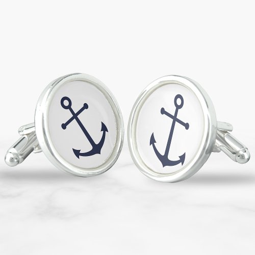 Nautical Navy Blue Anchor Cufflinks