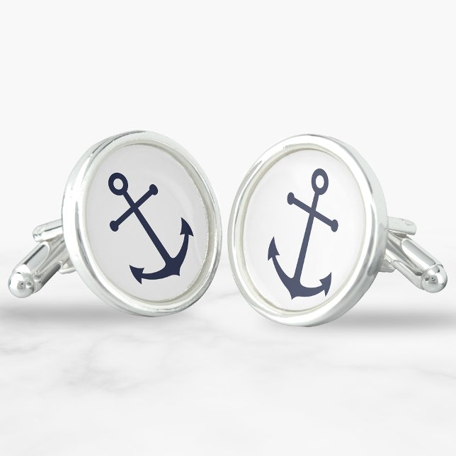 Nautical Navy Blue Anchor Cufflinks (Creator Uploaded)