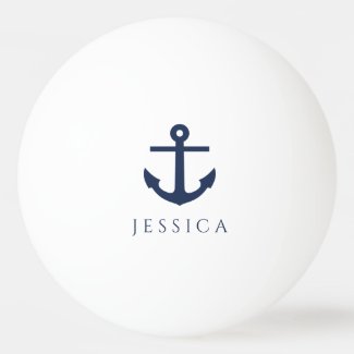 Nautical Navy Blue Anchor Custom Name