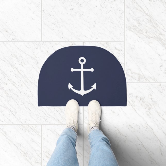 Nautical Navy Blue Anchor Doormat (Indoor)