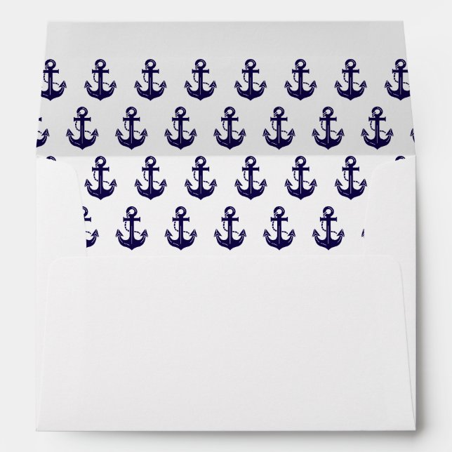 Nautical Navy Blue Anchor  Envelope (Back (Bottom))