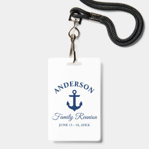 Nautical Navy Blue Anchor Family Reunion Badge