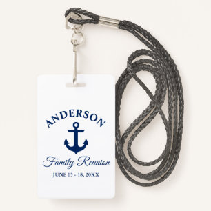 Nautical Navy Blue Anchor Family Reunion Badge