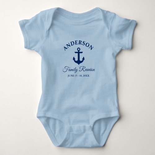 Nautical Navy Blue Anchor Family Reunion Blue Baby Bodysuit