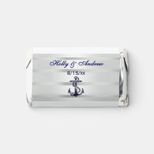 Nautical Navy Blue Anchor Gradient Silver White Hershey's Miniatures