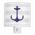 Nautical Navy Blue Anchor Gray White Stripes