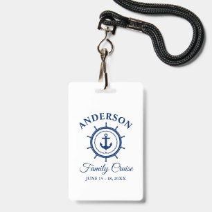 Nautical Navy Blue Anchor Helm Family Cruise Badge