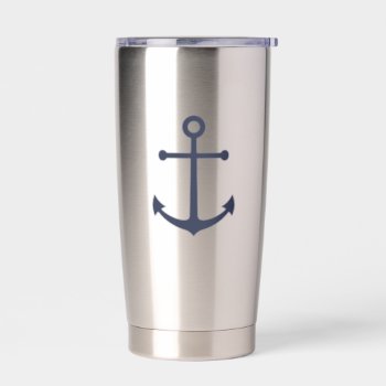 Nautical Navy Blue Anchor Insulated Tumbler by manadesignco at Zazzle