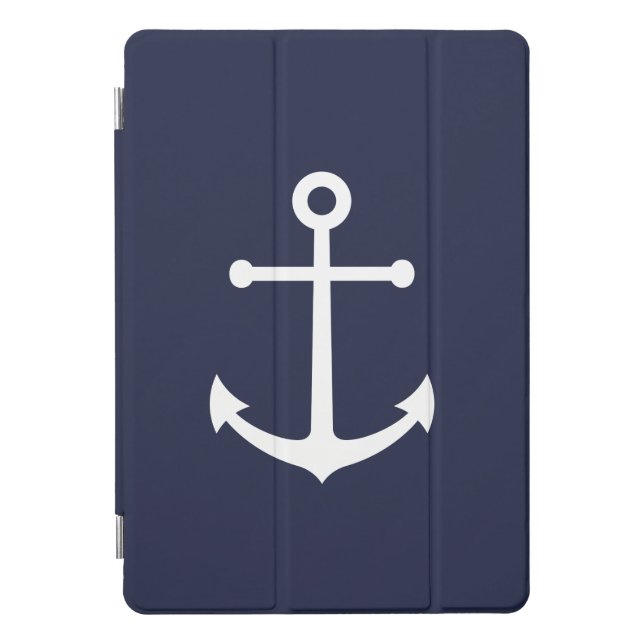 Nautical Navy Blue Anchor iPad Pro Cover (Front)