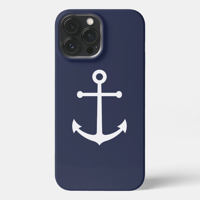 Nautical Navy Blue Anchor iPhone Case (Back)
