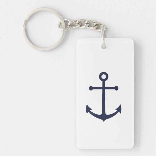 Nautical Navy Blue Anchor Keychain (Front)