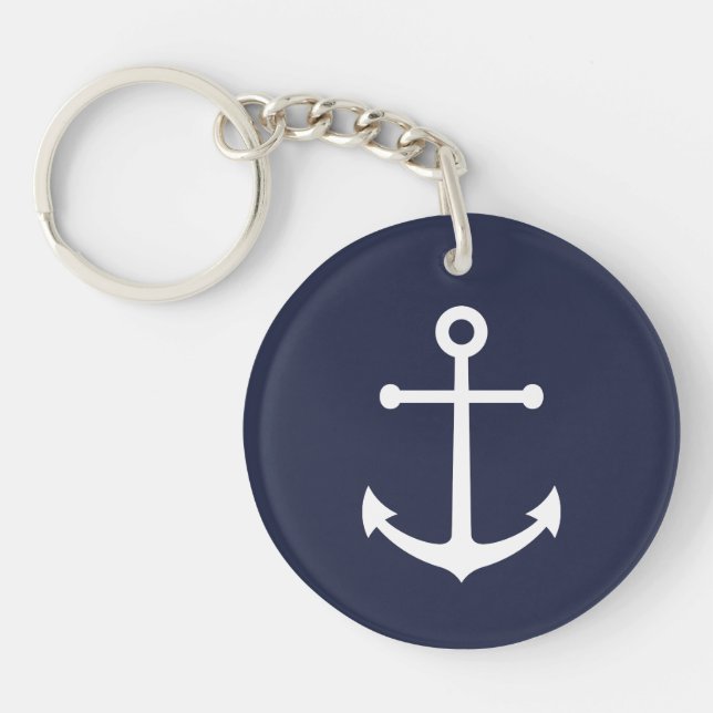 Nautical Navy Blue Anchor Keychain (Front)