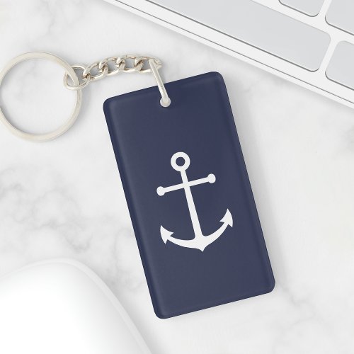 Nautical Navy Blue Anchor Keychain