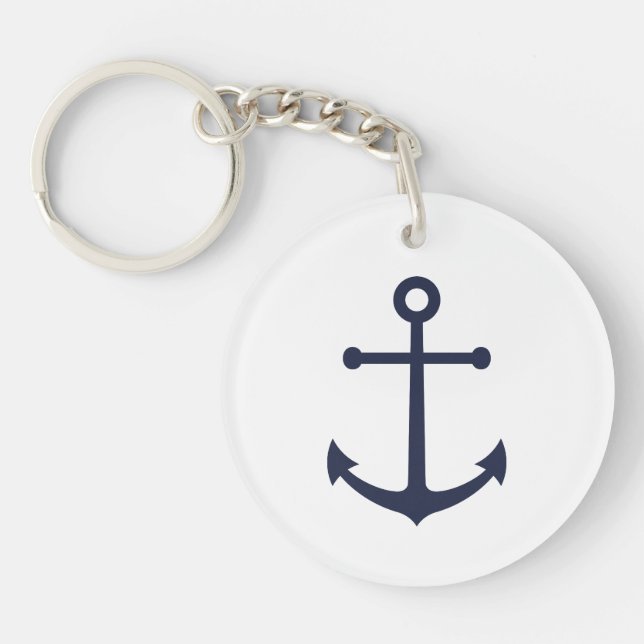 Nautical Navy Blue Anchor Keychain (Front)