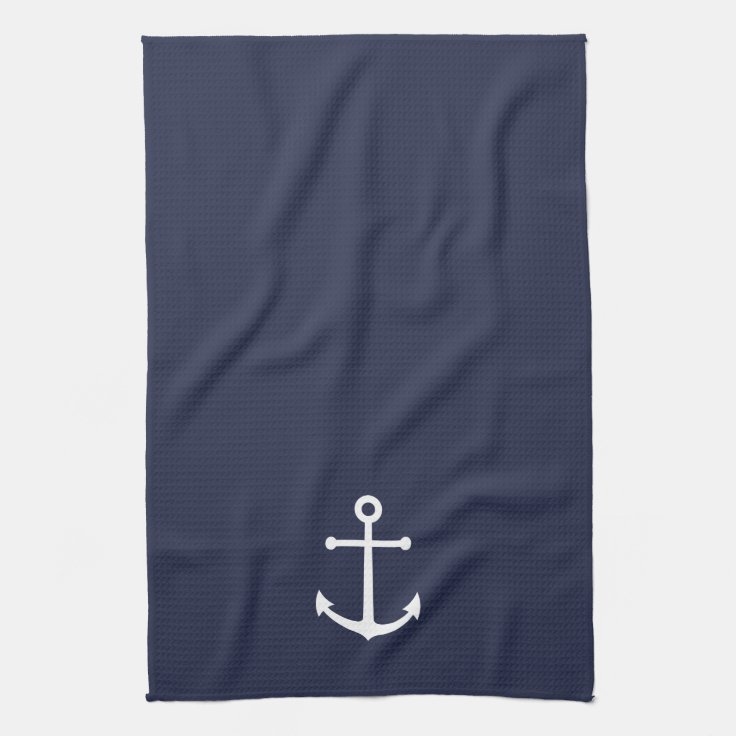 Nautical Navy Blue Anchor Kitchen Towel Zazzle