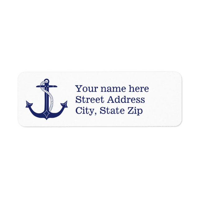 Nautical Navy Blue Anchor Label (Front)