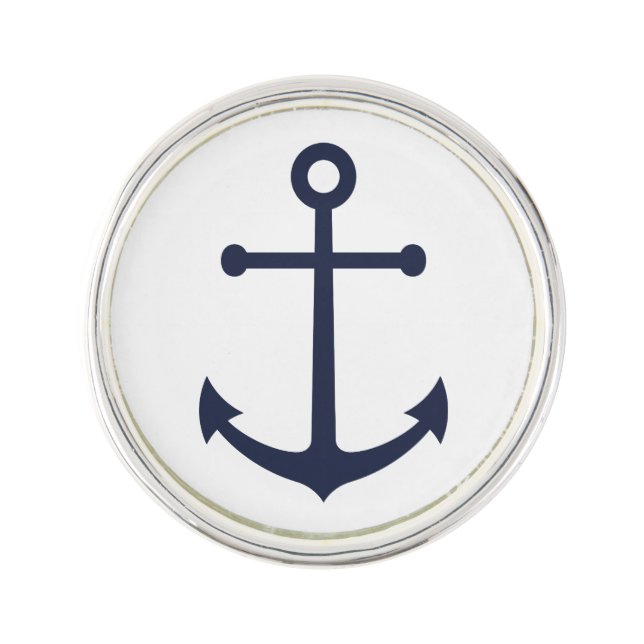 Nautical Navy Blue Anchor Lapel Pin (Front)