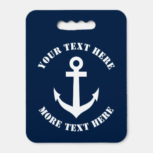 Nautical navy blue anchor logo custom stadium seat cushion