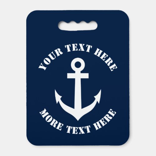 Nautical navy blue anchor logo custom stadium seat cushion