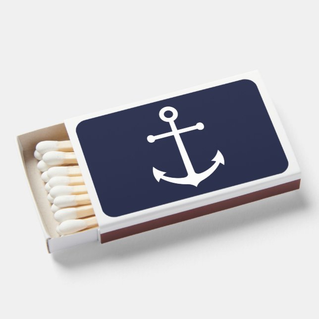 Nautical Navy Blue Anchor Matchboxes (Front Open)