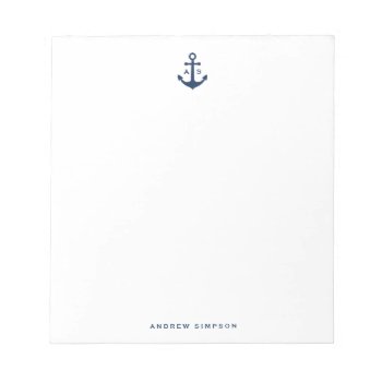 Nautical Navy Blue Anchor Monogram Notepad by KeikoPrints at Zazzle