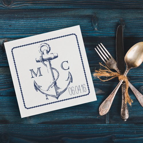 Nautical Navy Blue Anchor napkins