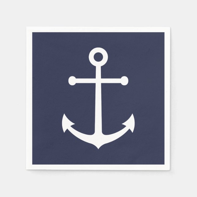 Nautical Navy Blue Anchor Napkins (Front)