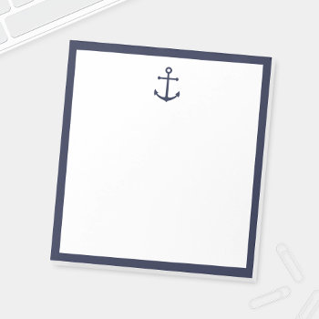 Nautical Navy Blue Anchor Notepad by manadesignco at Zazzle