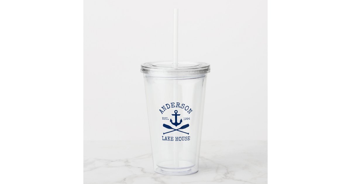 Custom Lake House 16oz Double Wall Acrylic Tumbler with Lid & Straw - Full  Print (Personalized)