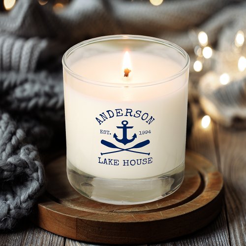 Nautical Navy Blue Anchor Oars Family Lake House Scented Candle
