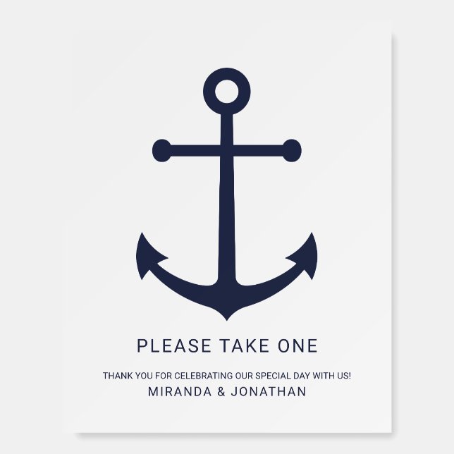 Nautical Navy Blue Anchor Oh Snap Wedding Sign (Front)