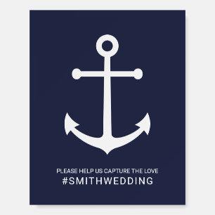Nautical Navy Blue Anchor Oh Snap Wedding Sign