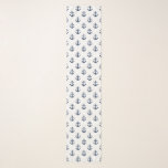 Nautical navy blue anchor on a white background scarf