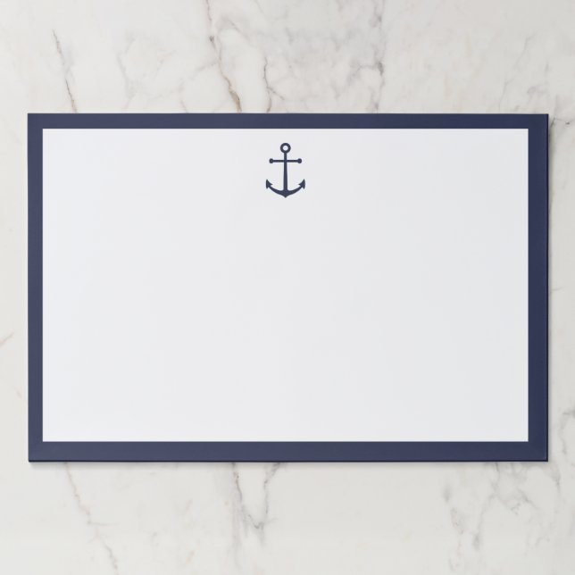 Nautical Navy Blue Anchor Paper Pad (Front)