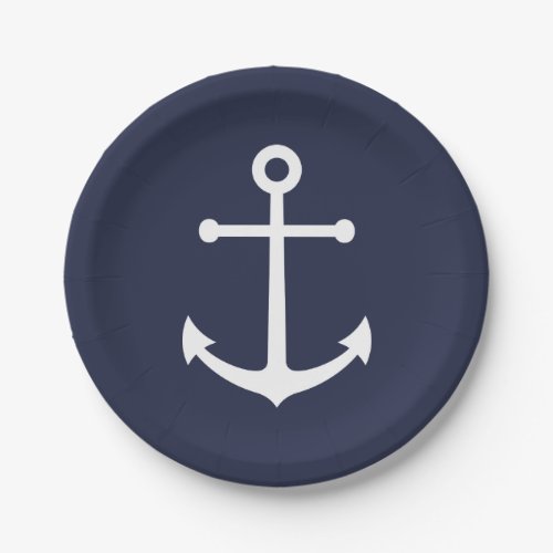 Nautical Navy Blue Anchor Paper Plates