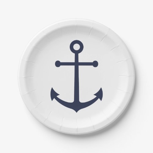 Nautical Navy Blue Anchor Paper Plates