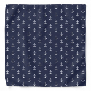 Nautical Navy Blue Anchor Pattern Bandana