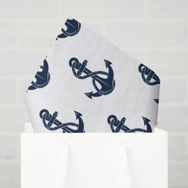 Nautical Navy Blue Anchor Pattern Modern Tissue Paper (Gift Bag)