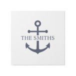 Nautical Navy Blue Anchor Personalized Family Name Gallery Wrap
