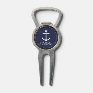 Nautical Navy Blue Anchor Personalized Groomsmen Divot Tool