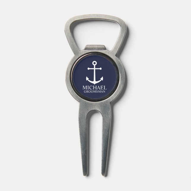 Nautical Navy Blue Anchor Personalized Groomsmen Divot Tool (Composite)