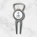 Nautical Navy Blue Anchor Personalized Groomsmen Divot Tool<br><div class="desc">Nautical Personalized Groomsmen Gift
This design features navy blue anchor and personalized groomsman's name with title in navy blue classic serif font style on white background.

Also perfect for best man,  father of the bride and more.</div>
