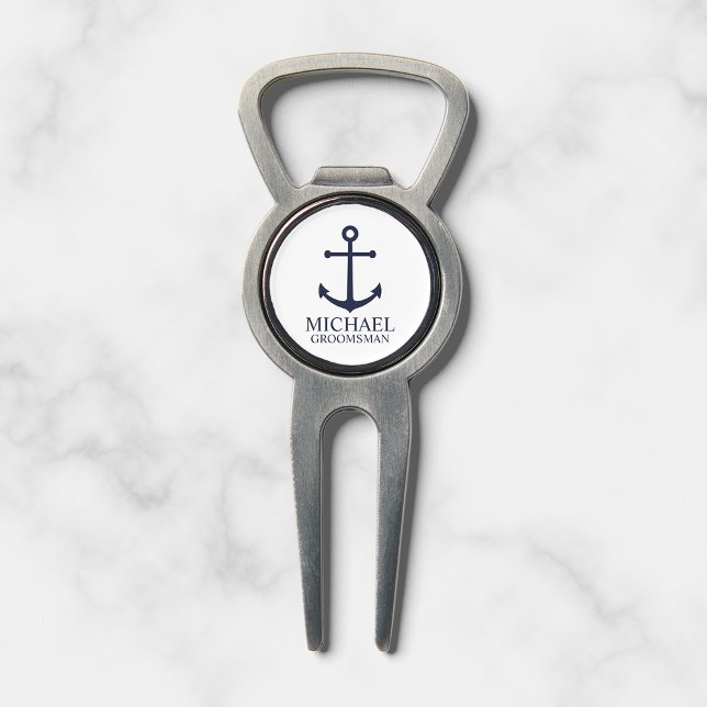 Nautical Navy Blue Anchor Personalized Groomsmen Divot Tool (Creator Uploaded)